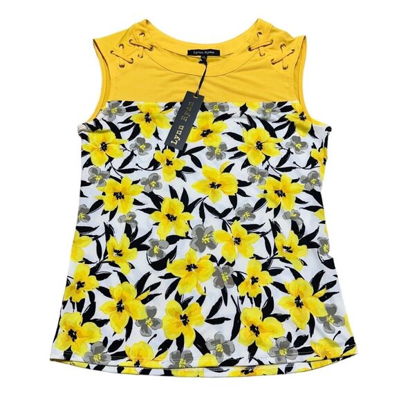 LYNN RYAN. Tops - Lynn Ryan Womens Size S Yellow Floral‎ Sleeveless Top Blouse NWT